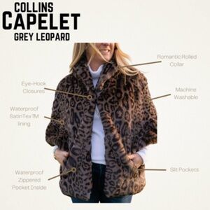 Brand new Faux fur grey leopard cape. Size: one size. Brand: prettyrugged